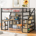 Full Size Metal Loft Bed with Staircase, Full-Length Guardrails, a Built-in by Favfurish