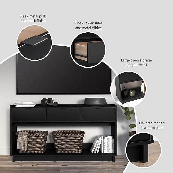 Prepac Black Simply Modern Entryway Table, Narrow Console Table - Image 5