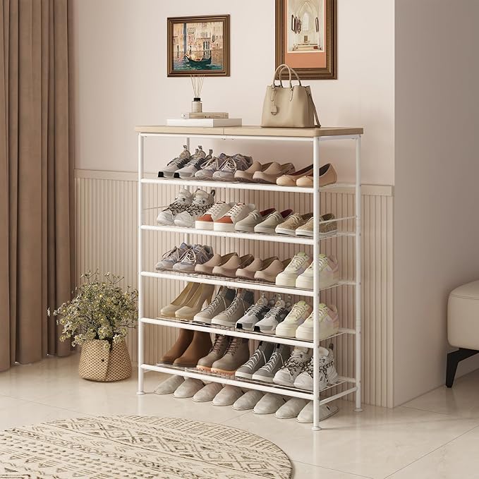 Shoe Rack Organizer 6 Tier for Closet Entryway Free Standing Metal Storage Shoe - Image 2