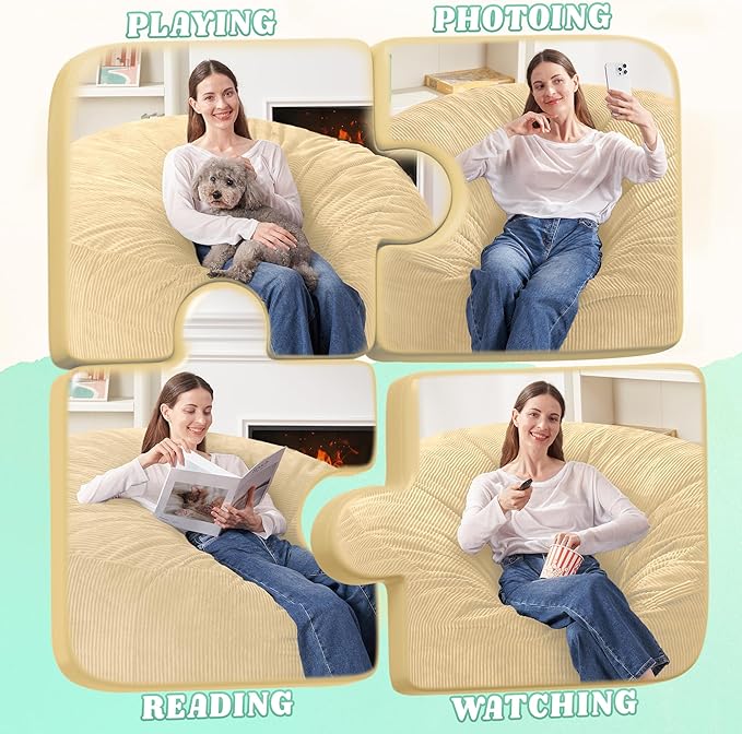 HABUTWAY 4FT Bean Bag Chair, Giant Bean Bag Chairs - Image 4