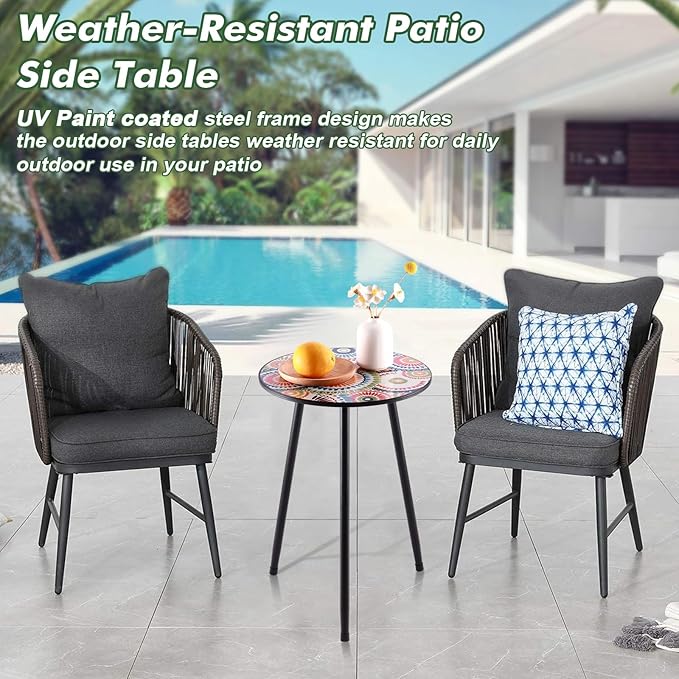 1 Pack Metal Mosaic Round Side Table 13.4" Small End Corner Tables - Image 7