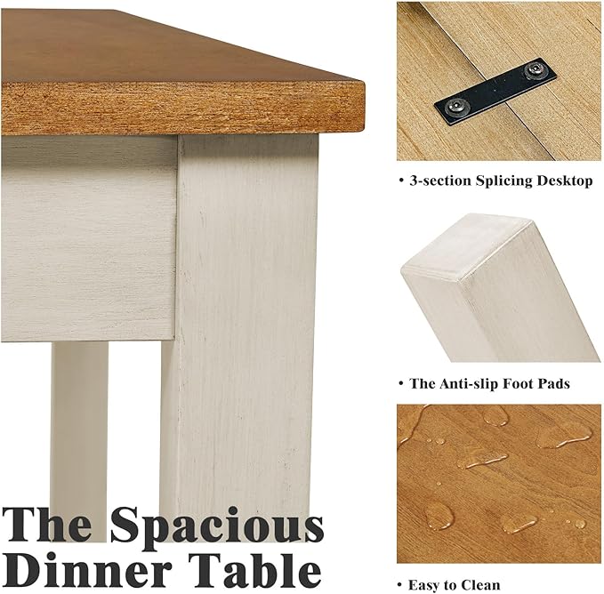 7-Piece Farmhouse Solid Wood Dining Table Set - Image 4