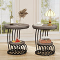 Tribesigns Round End Table: 2 Tiers Wood Side Table Set of 2 by Tribesigns