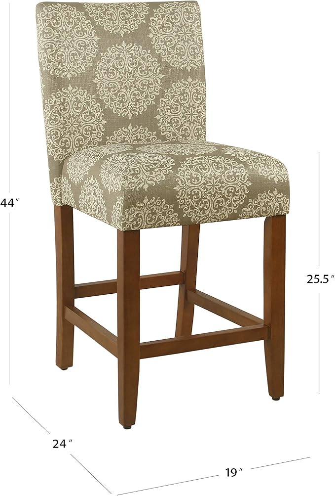 HomePop Upholstered Counter Height Barstool, Taupe and Cream Medallion - Image 2