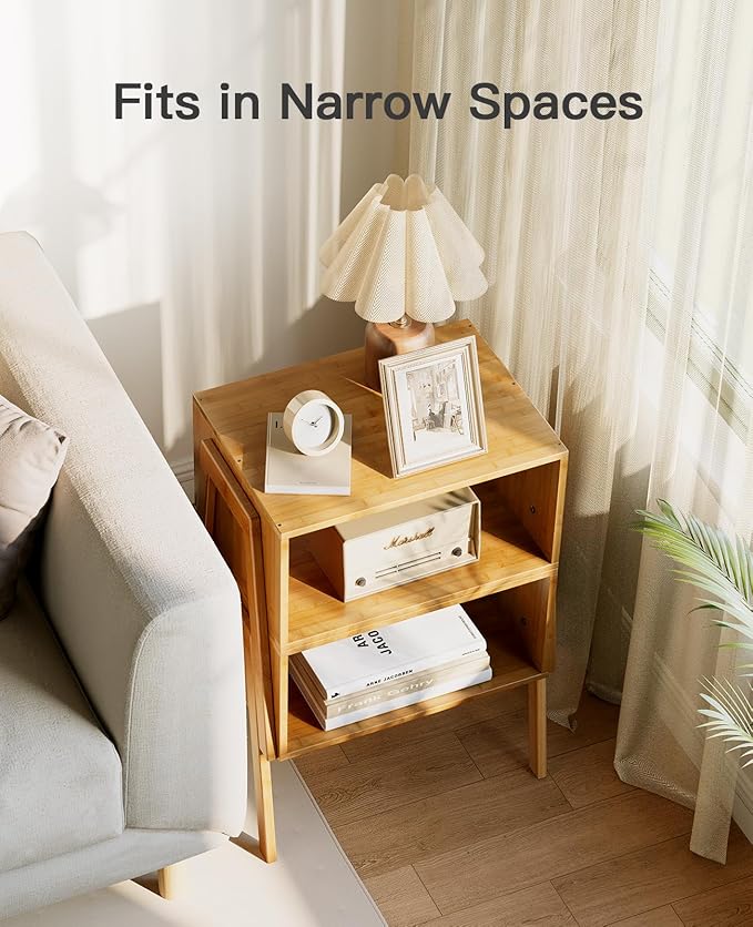 Pipishell Bamboo Stackable End Tables, Wood Living Room Nightstand, Bedside - Image 5