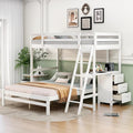 Twin Over Full Bunk Bed with Built-in Desk and Three Drawers, Pine Wood by Unknown