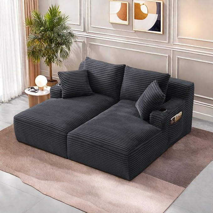 Oversized Sectional Double Chaise Lounge, Compressed Boneless Lounge Chaise - Image 7