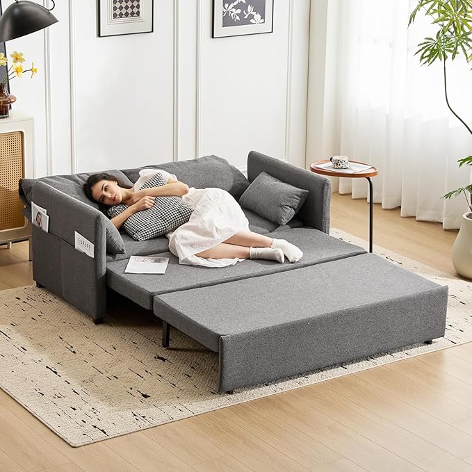 Furnimart 62" Queen Size Pull Out Sofa Bed, 3 in 1 Convertible Sleeper Bed - Image 3