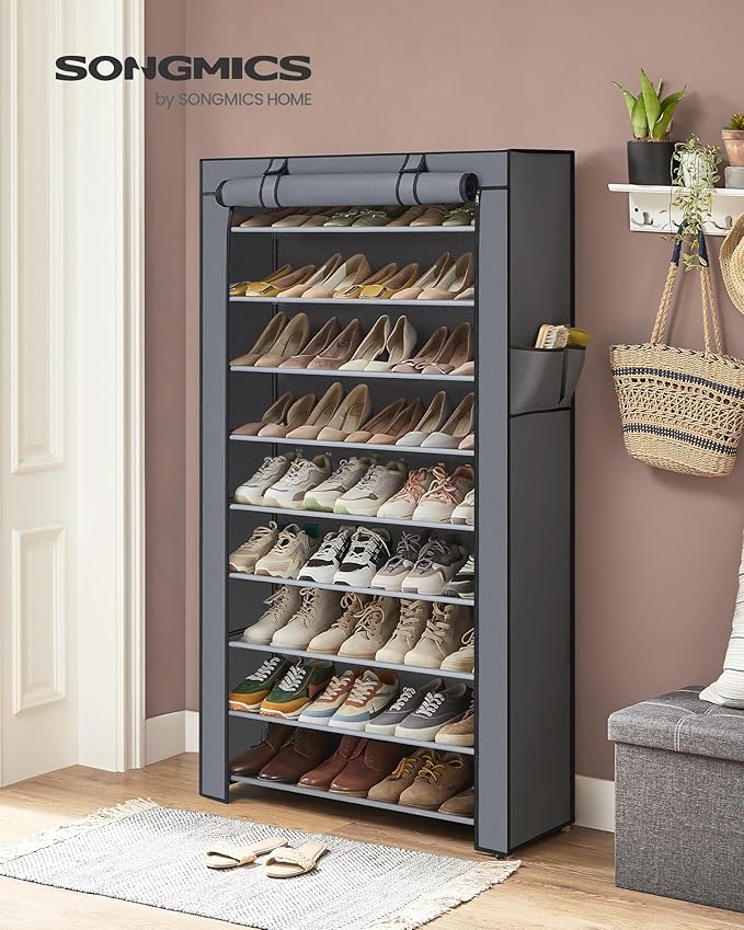 SONGMICS Shoe Rack with Non-Woven Fabric Cover, 9 Tier Storage Shelf - Image 4