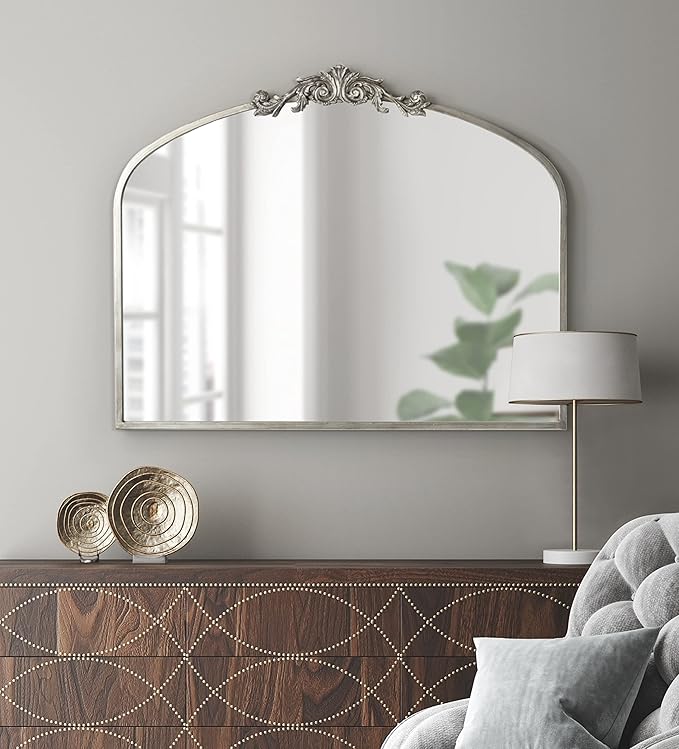 Kate and Laurel Arendahl Ornate Traditional Arched Mirror; 36 x 29; Silver; - Image 5