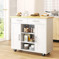 Shintenchi Kitchen Island with Storage, Kitchen Island Cart on Wheels with 3 by Shintenchi