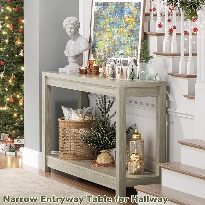 Small Farmhouse Wood Entryway Table Narrow Console Table - Image 4