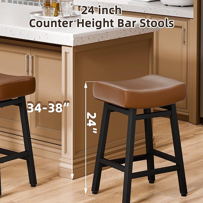 Counter Height Bar Stools Set of 2, 24 Inch Backless BarStools - Image 8