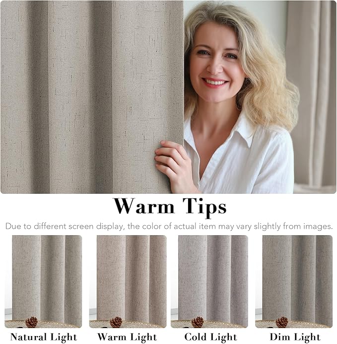 H.VERSAILTEX Linen Blackout Curtains 63 Inches Long 100% Absolutely Blackout - Image 5
