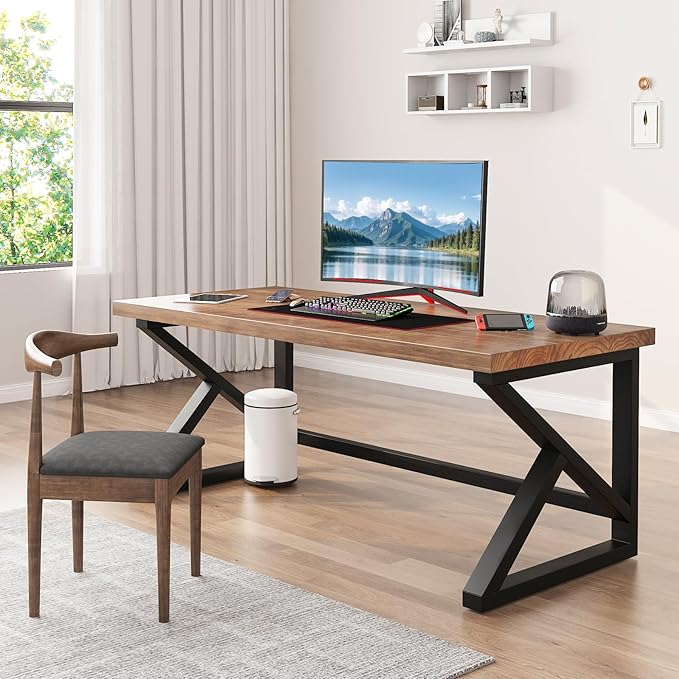 Solid Wood Computer Desk 55-inch Large Office Desk Home Simple Modern Long Desk - Image 5