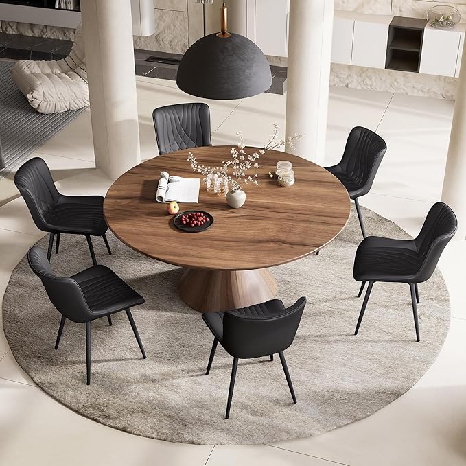 YOUTASTE Black Dining Chairs Set of 2 Upholstered Mid Century Modern Kitchen - Image 7