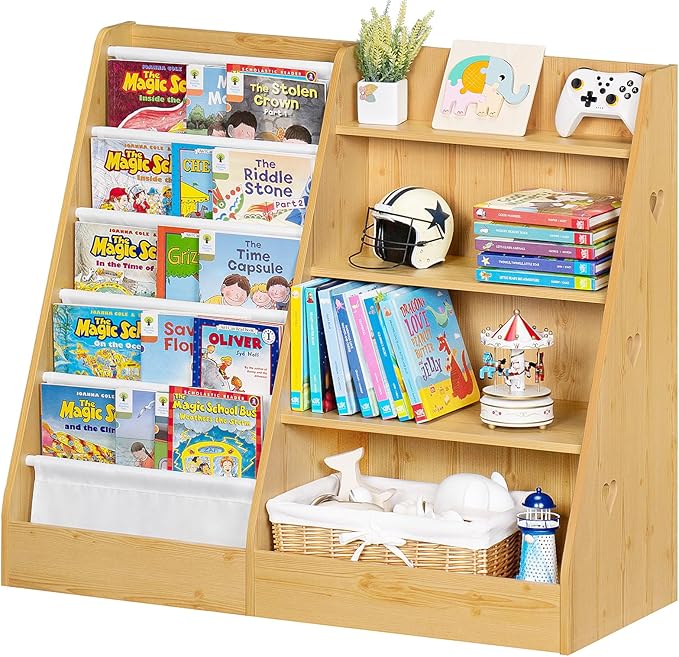 Lerliuo 4 Tier Kids Bookshelf and Storage Organizer, Five Layer Sling Children by Lerliuo