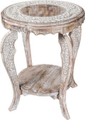 The Wooden Town Farmhouse Round Accent End Table, Rustic Side Table Nightstands by TheWoodenTown