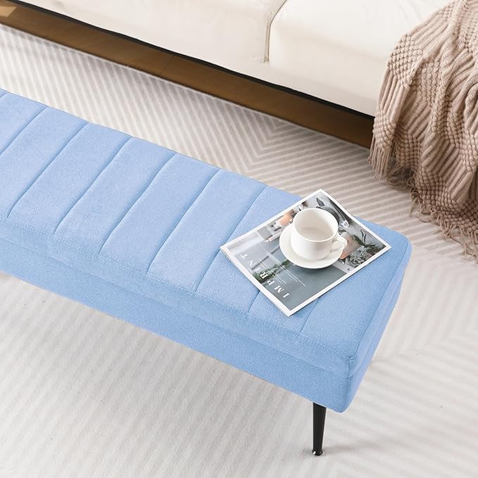 CUYOCA Storage Ottoman Bench, 43.5" Upholstered Entryway Bench, Long Ottoman - Image 6