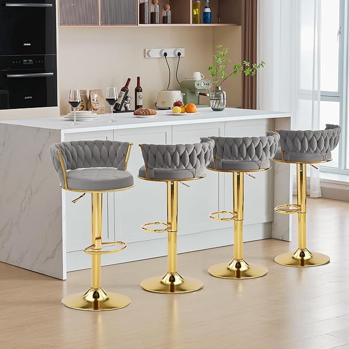 VECELO Bar Stools Set of 2, Adjustable Barstools Counter Height Stools - Image 7