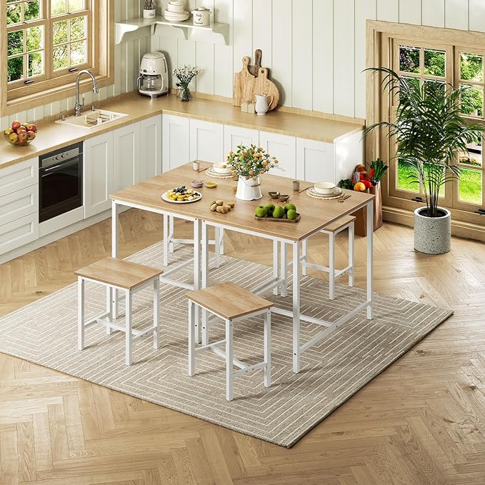 HOOBRO 3-Piece Industrial Dining Table Set, Kitchen Table, Space Saving Dinette - Image 2