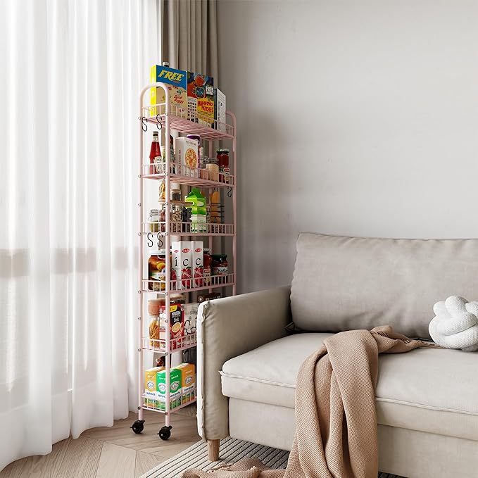 6 Tier Slim Rolling Storage Cart - Image 8