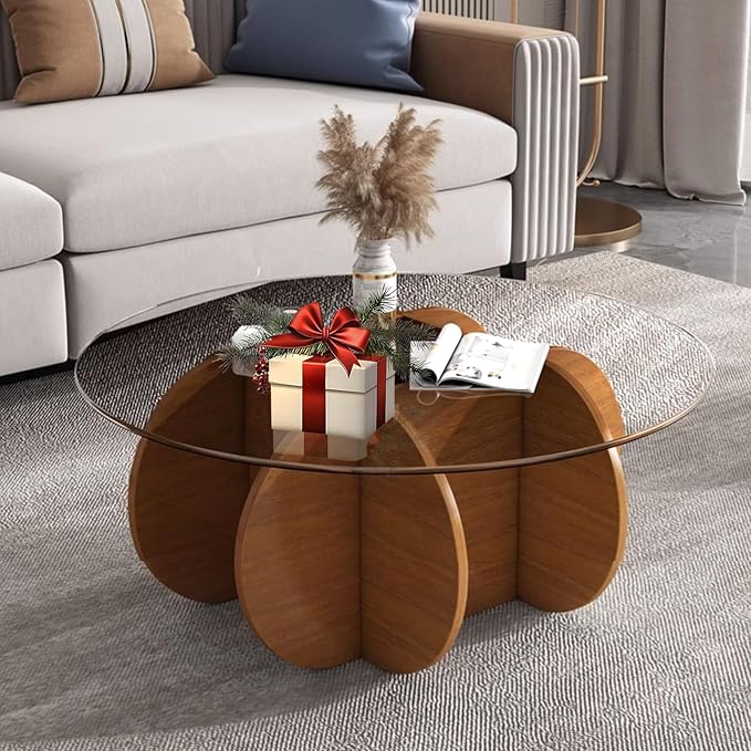 Glass Coffee Tables for Living Room Modern Elegant Round Coffee Table Mid by dnziqi