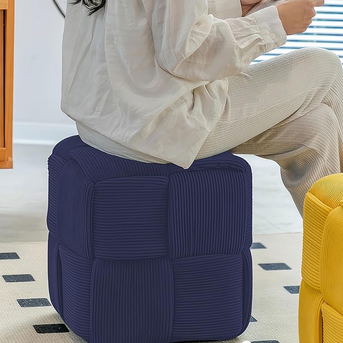 Ottoman Foot Rest Soft and Comfortable Ottoman Square Corduroy Woven Design - Image 4