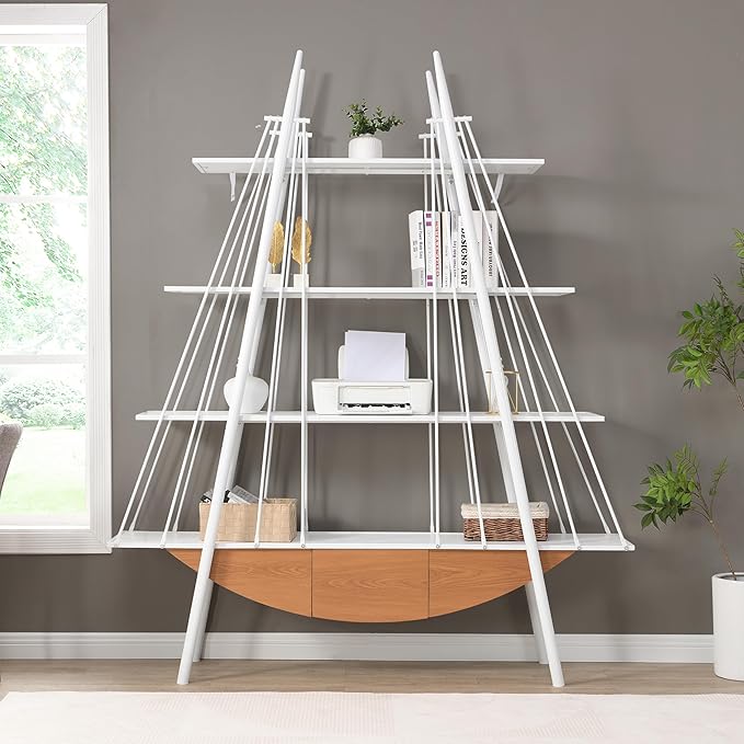 4 Tier Modern Boat-Shaped Bookshelf - Image 2