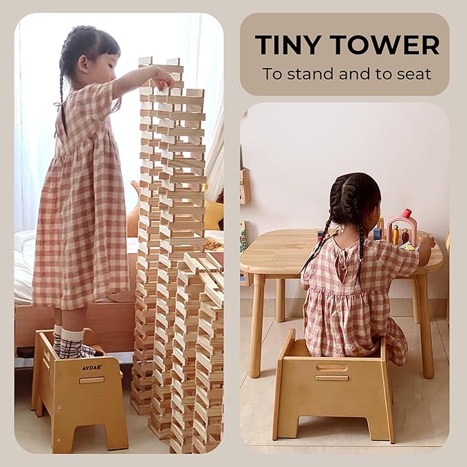 Wooden Step Stool for Kids, 14” One Step Stool for Toddlers, Heavy Duty Non-tip - Image 5