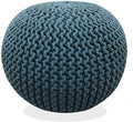 FRELISH DECOR Round Pouf Ottoman Hand Knitted 100% Cotton Pouf Foot Stool by FernishDecor