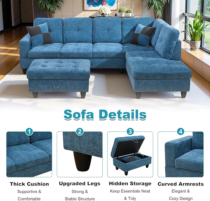 103.5" Oversized Sectional Couch, L Shaped Couch - Image 4