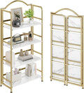 No-Assembly Gold Folding Bookshelf Storage Shelves 4 Tiers Vintage by THKKYHomeOfficeFurniture