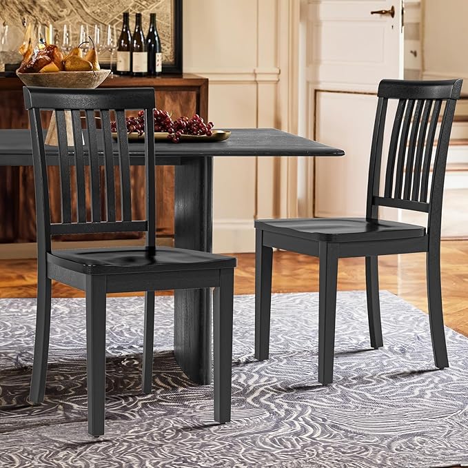 COLAMY Wooden Dining Room Chairs Set of 6, Spindle High Back Windsor Kitchen - Image 6