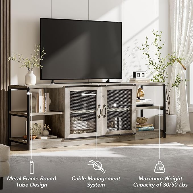 GarveeHome Farmhouse TV Stand for 75/80 Inch TVs, Entertainment Center - Image 3
