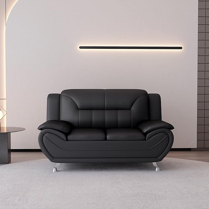 Container Furniture Direct Michael Modern Faux Leather Upholstered Stainless by ContainerDirect