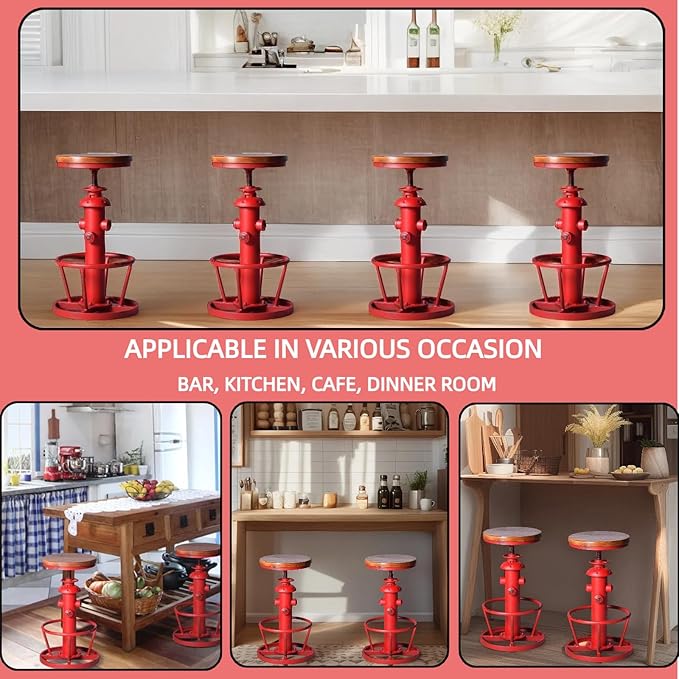 Industrial Bar Stools Vintage Swivel Bar Chairs 24.8-30.7inch Height Adjustable - Image 4