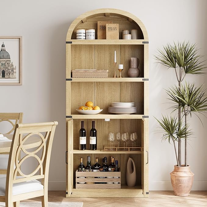 GarveeHome Bookcase with Doors Arched Bookshelf 71.65in Tall Bookcase Farmhouse - Image 7
