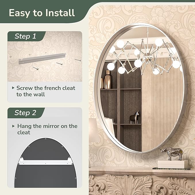 TokeShimi Oval Mirrors for Wall Decor 22x30 Inch - Image 6