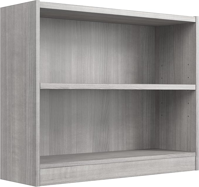 Bush Furniture Universal Small 2 Shelf Bookcase in Platinum Gray, Low Storage by BushBusinessFurniture