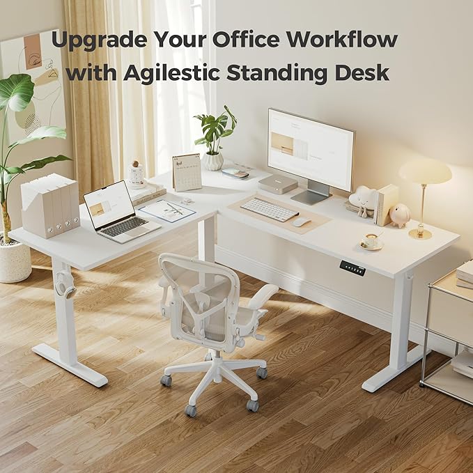 Agilestic 63 x 55 Inch L Shaped Standing Desk Adjustable Height, Corner - Image 3