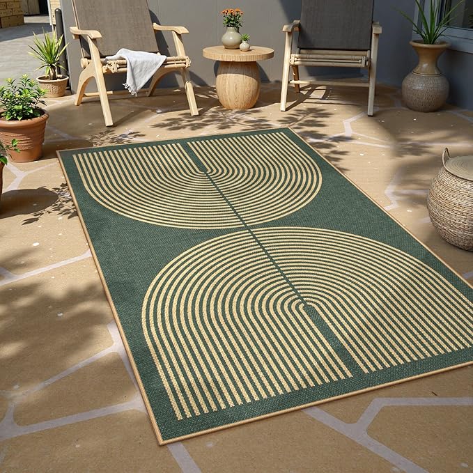 Lahome Modern Rainbow Easy Jute Entry Rug, 3x5 Washable Outdoor Patio Porch Rug - Image 6