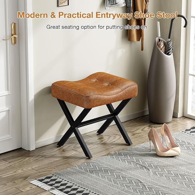18-Inch Large Leather Vanity Stool, Vanity Chair - Image 7