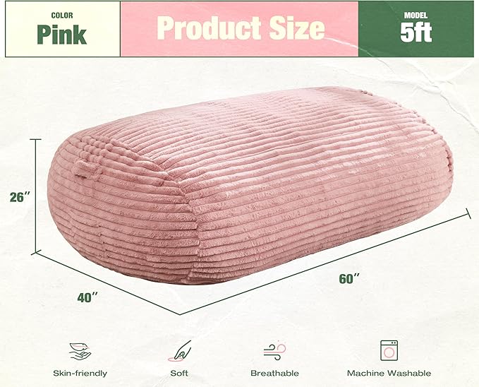 Hobestluk 5FT Bean Bag Chairs Adult Bean Bag - Image 2