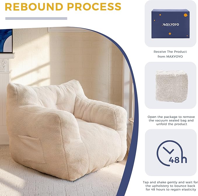 MAXYOYO Bean Bag Chair, Tufted Bean Bag Sofa - Image 8