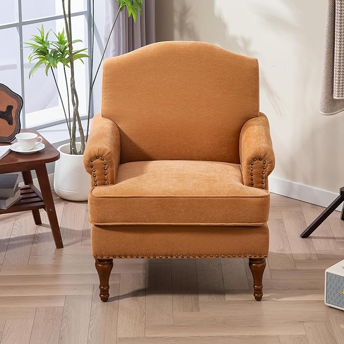 Ball & Cast Accent Chair with Nailhead Trim Armchair, Comfy Chenille Club Sofa by BallCast
