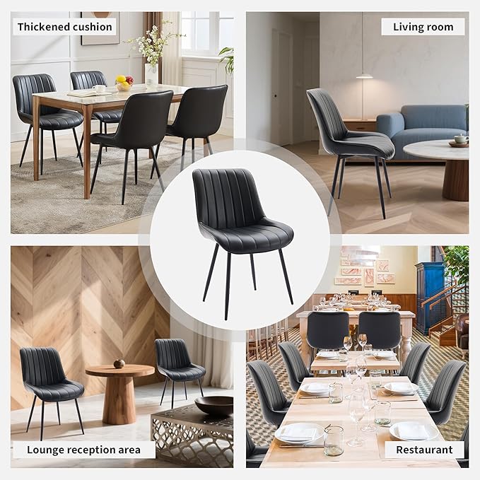 Dining Chairs Set of 2, Upholstered PU Leather Kitchen & Dining Chairs - Image 6