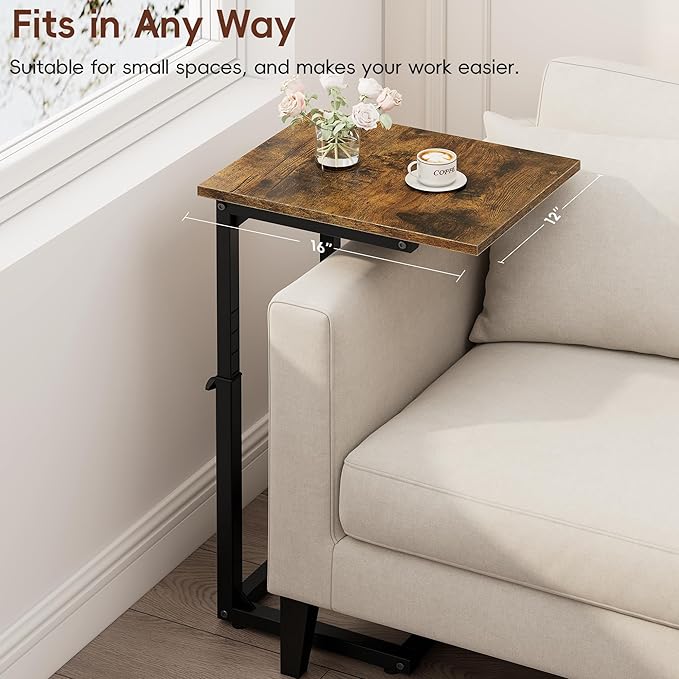 Vagusicc C Shaped End Table, Sofa Table That Slide Under, C Table End Table TV - Image 6