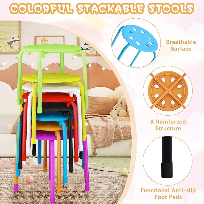 VECELO Stackable Stools for Classroom - Image 6