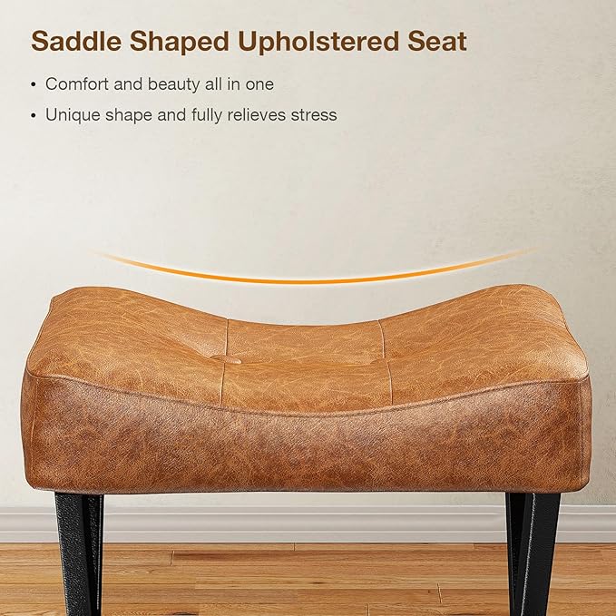 18-Inch Leather Vanity Stool Chair, Vanity Bench - Image 4